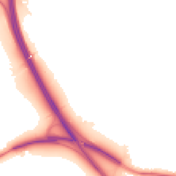Night-time road noise heatmap for TN13 2RY
