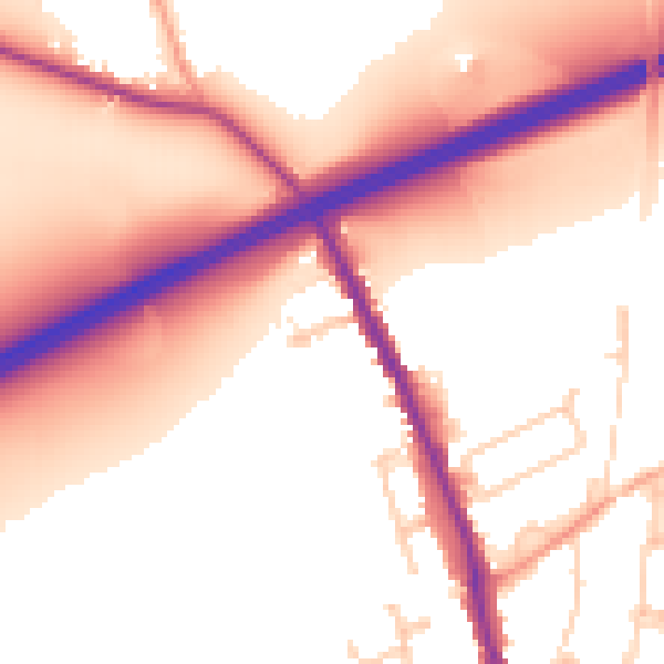 Daytime road noise heatmap for TN13 2TN