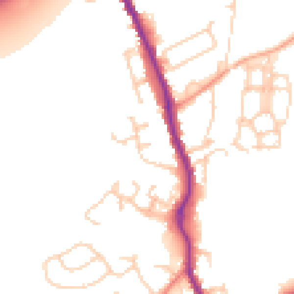 Daytime road noise heatmap for TN13 2TZ