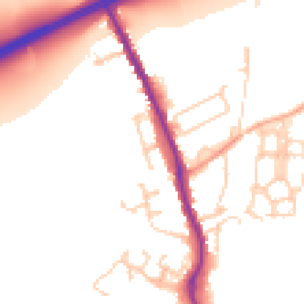 Daytime road noise heatmap for TN13 2UH