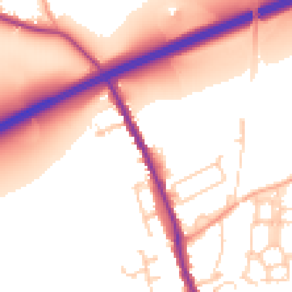 Daytime road noise heatmap for TN13 2UR