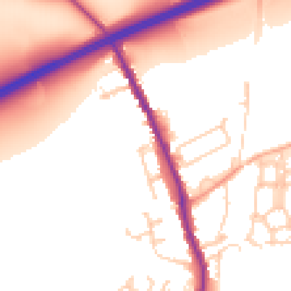 Daytime road noise heatmap for TN13 2UW