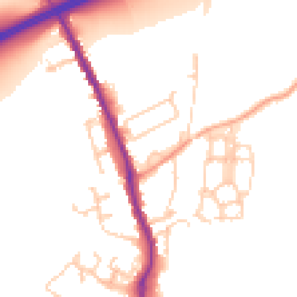 Daytime road noise heatmap for TN13 2XB