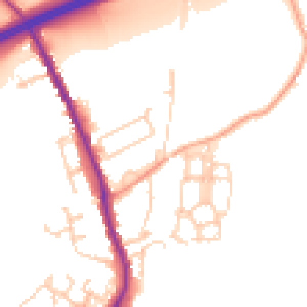 Daytime road noise heatmap for TN13 2XD
