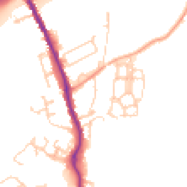 Daytime road noise heatmap for TN13 2XE