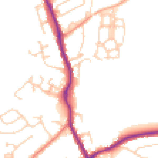Daytime road noise heatmap for TN13 2XU