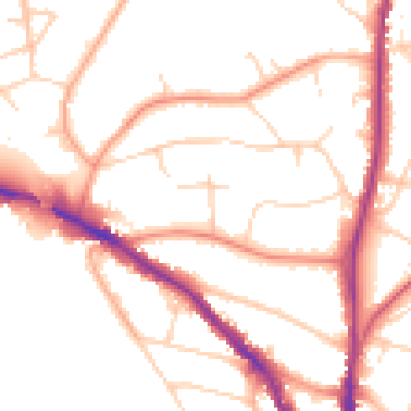 Daytime road noise heatmap for TN13 3AN