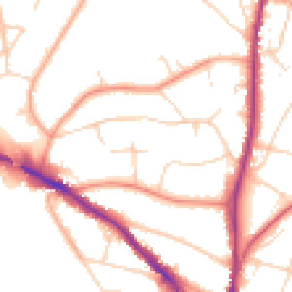 Daytime road noise heatmap for TN13 3AP