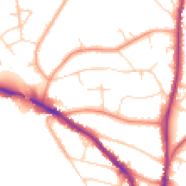 Daytime road noise heatmap for TN13 3AR