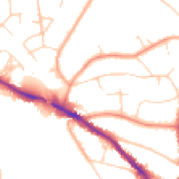Daytime road noise heatmap for TN13 3BH