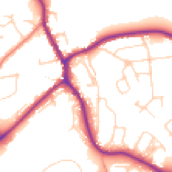 Daytime road noise heatmap for TN13 3BT