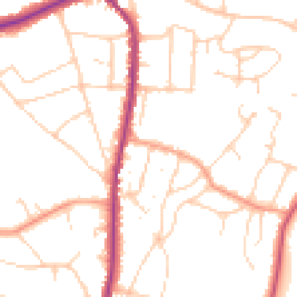 Daytime road noise heatmap for TN13 3FJ