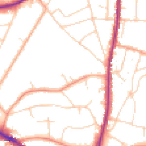 Daytime road noise heatmap for TN13 3JQ