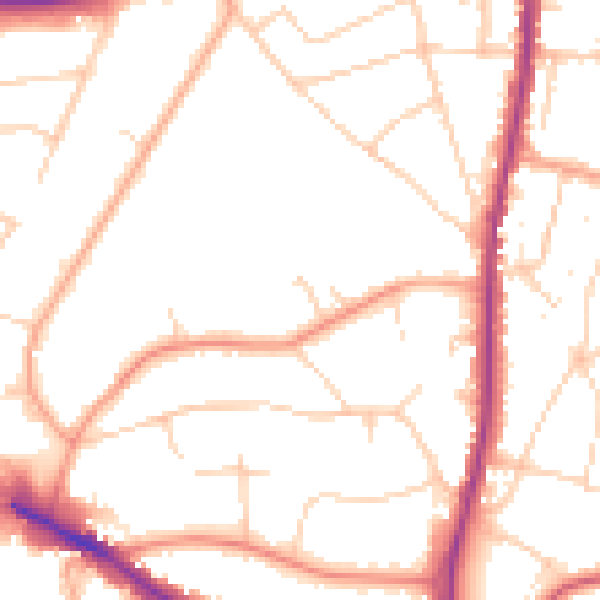 Daytime road noise heatmap for TN13 3JR