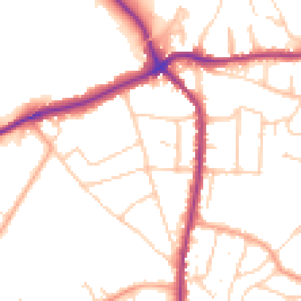 Daytime road noise heatmap for TN13 3NA