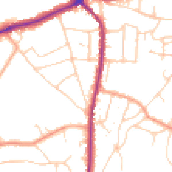 Daytime road noise heatmap for TN13 3NF