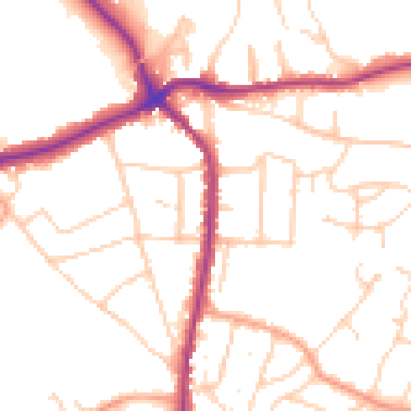 Daytime road noise heatmap for TN13 3NY