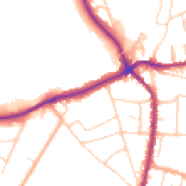 Daytime road noise heatmap for TN13 3QG