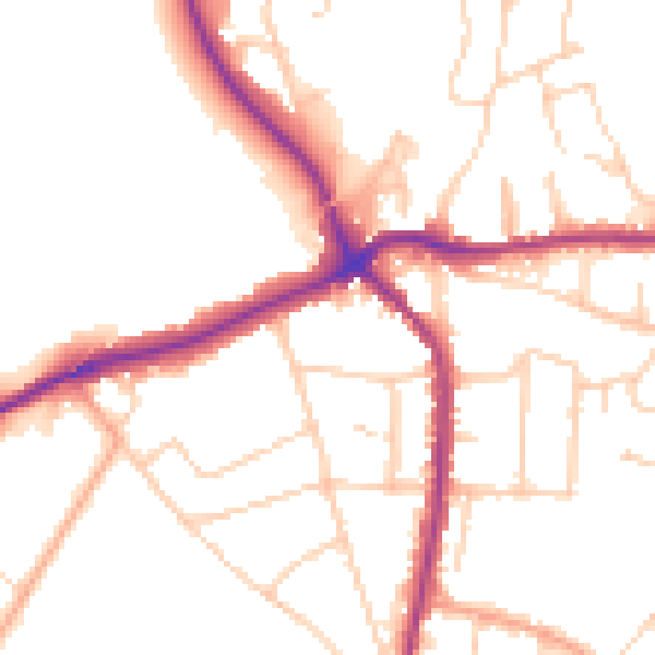 Daytime road noise heatmap for TN13 3QQ