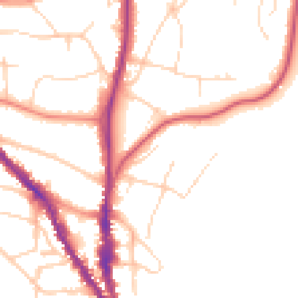 Daytime road noise heatmap for TN13 3RU