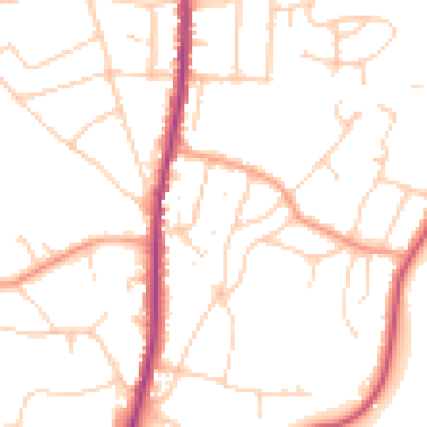 Daytime road noise heatmap for TN13 3UE