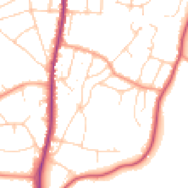 Daytime road noise heatmap for TN13 3XA