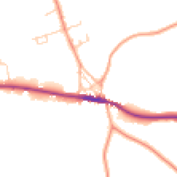 Daytime road noise heatmap for TN15 0AU