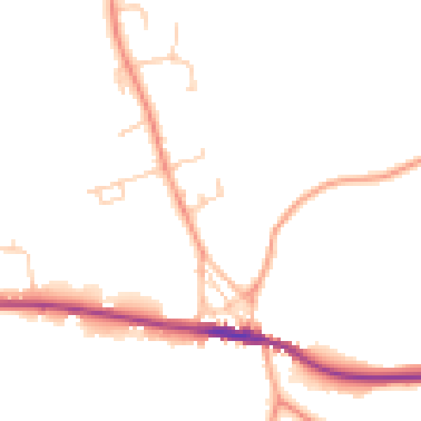 Daytime road noise heatmap for TN15 0DR