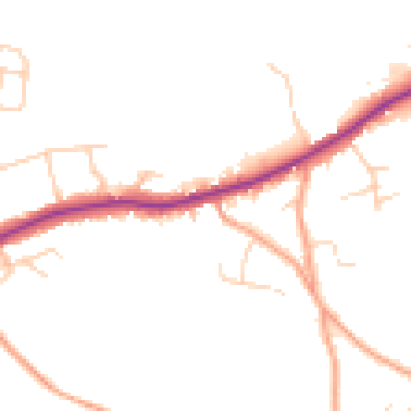 Daytime road noise heatmap for TN15 8JW