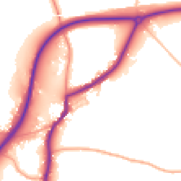 Daytime road noise heatmap for TN15 9HU