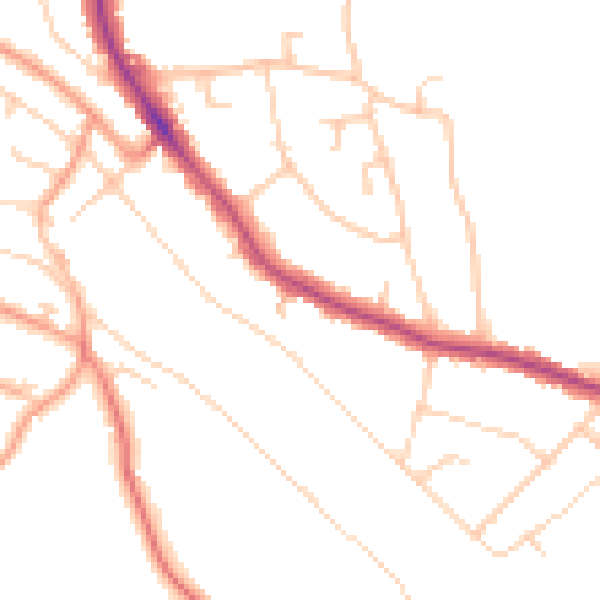 Daytime road noise heatmap for TN16 3BB