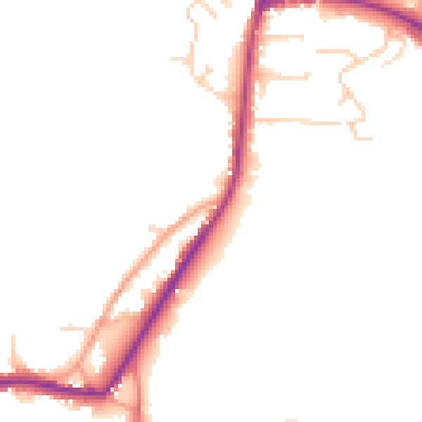 Daytime road noise heatmap for TN18 4LT