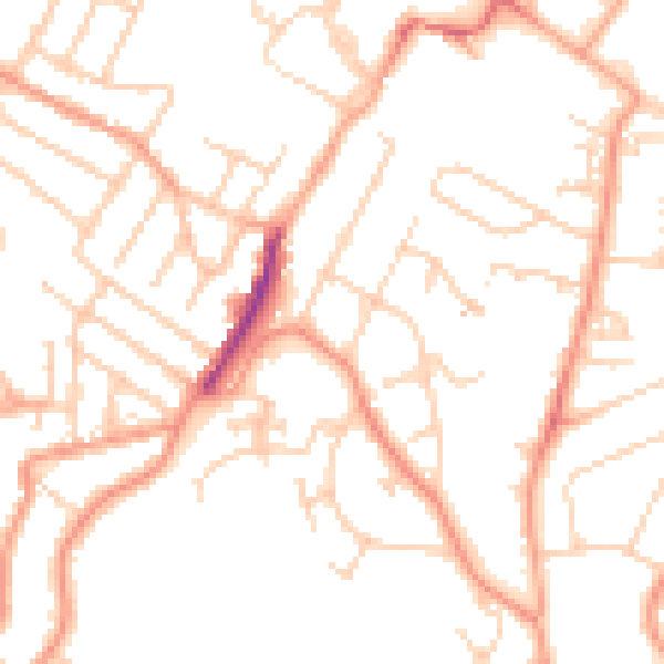 Daytime road noise heatmap for TN2 3AP