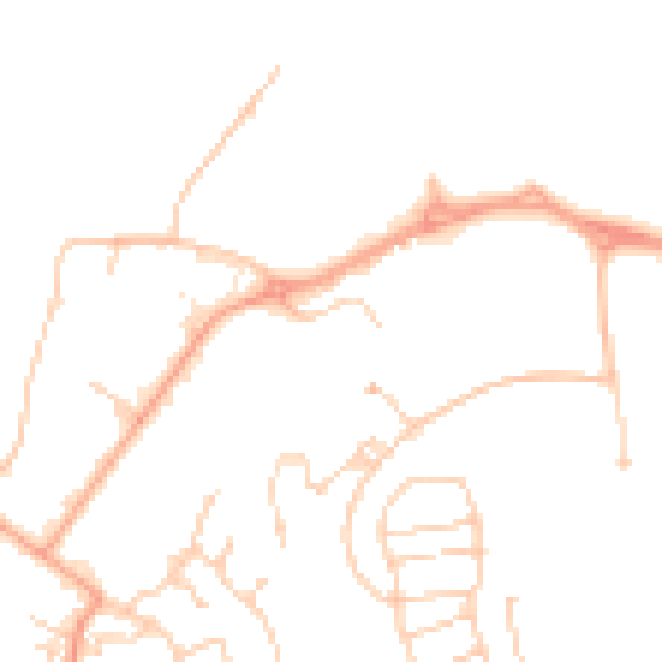 Daytime road noise heatmap for TN2 3DG