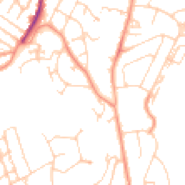 Daytime road noise heatmap for TN2 3SR