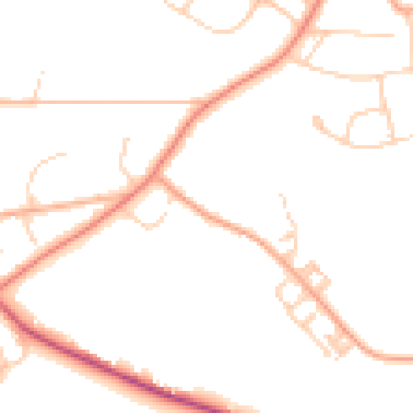 Daytime road noise heatmap for TN2 5JH