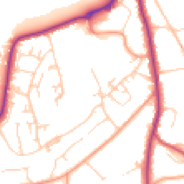 Daytime road noise heatmap for TN2 5UF