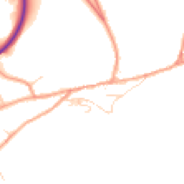 Daytime road noise heatmap for TN20 6AJ
