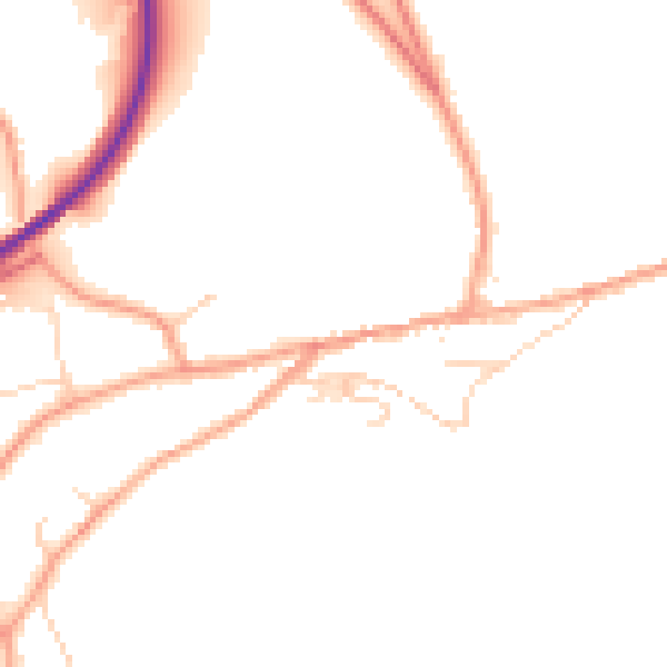 Daytime road noise heatmap for TN20 6AL