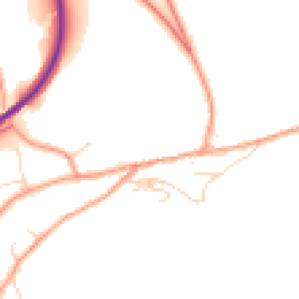 Daytime road noise heatmap for TN20 6AN