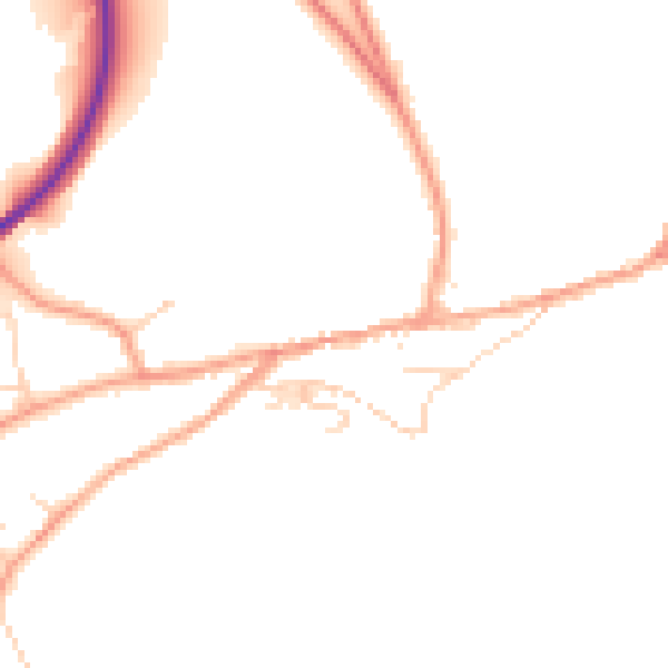 Daytime road noise heatmap for TN20 6AQ