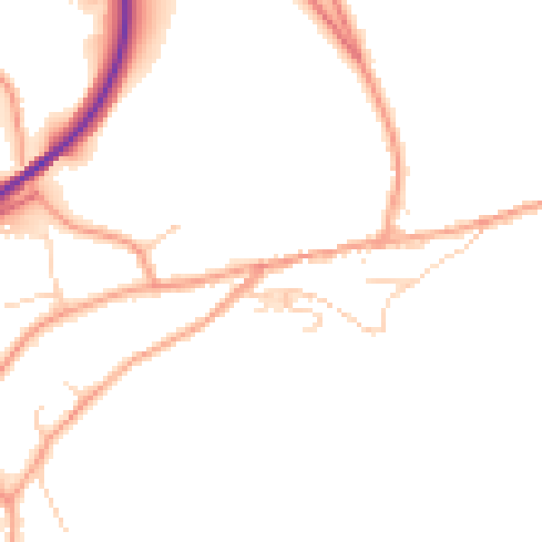 Daytime road noise heatmap for TN20 6AW
