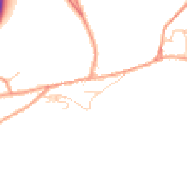 Daytime road noise heatmap for TN20 6AY