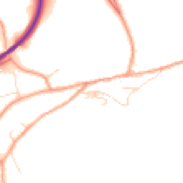 Daytime road noise heatmap for TN20 6BY