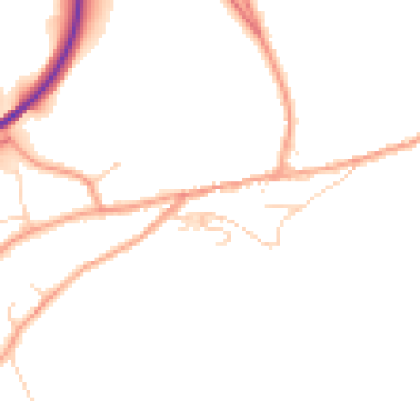 Daytime road noise heatmap for TN20 6BZ