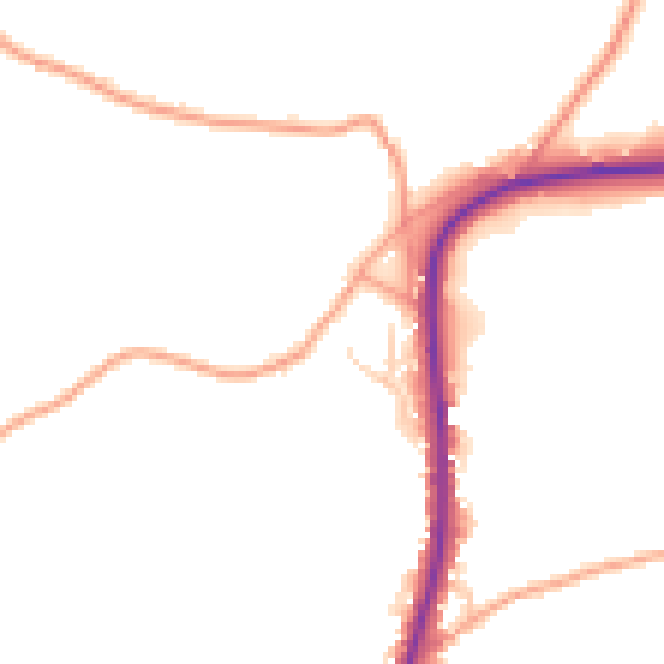 Daytime road noise heatmap for TN20 6DG
