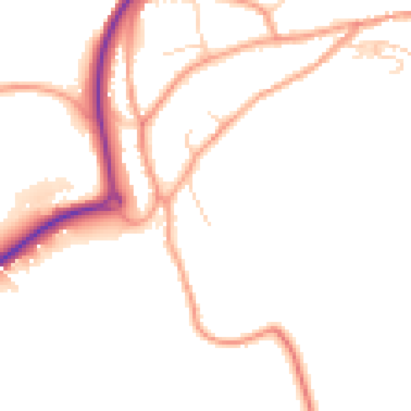 Daytime road noise heatmap for TN20 6DY
