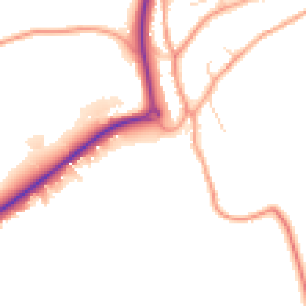 Daytime road noise heatmap for TN20 6EA