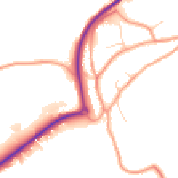 Daytime road noise heatmap for TN20 6EW