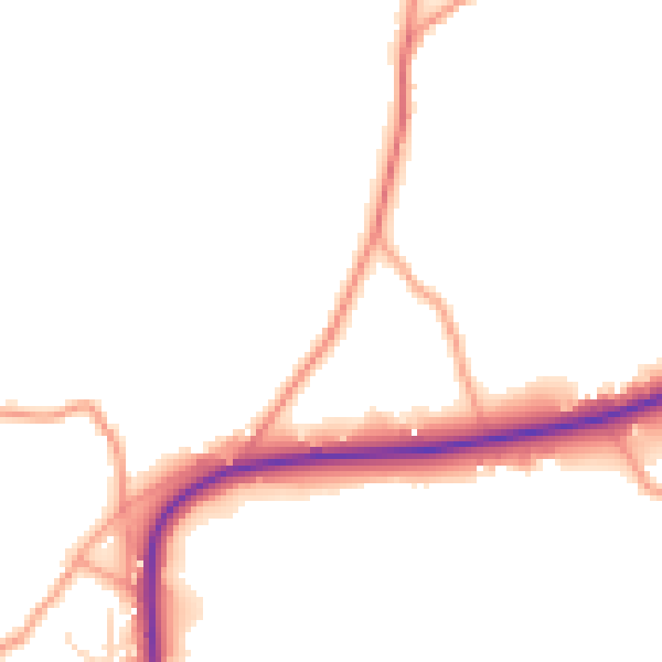 Daytime road noise heatmap for TN20 6HU